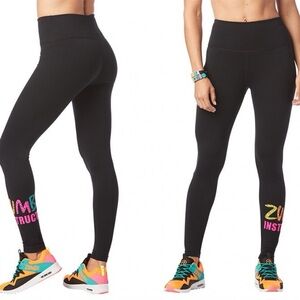 Zumba Fitness Black Leggings with Colorful Accents